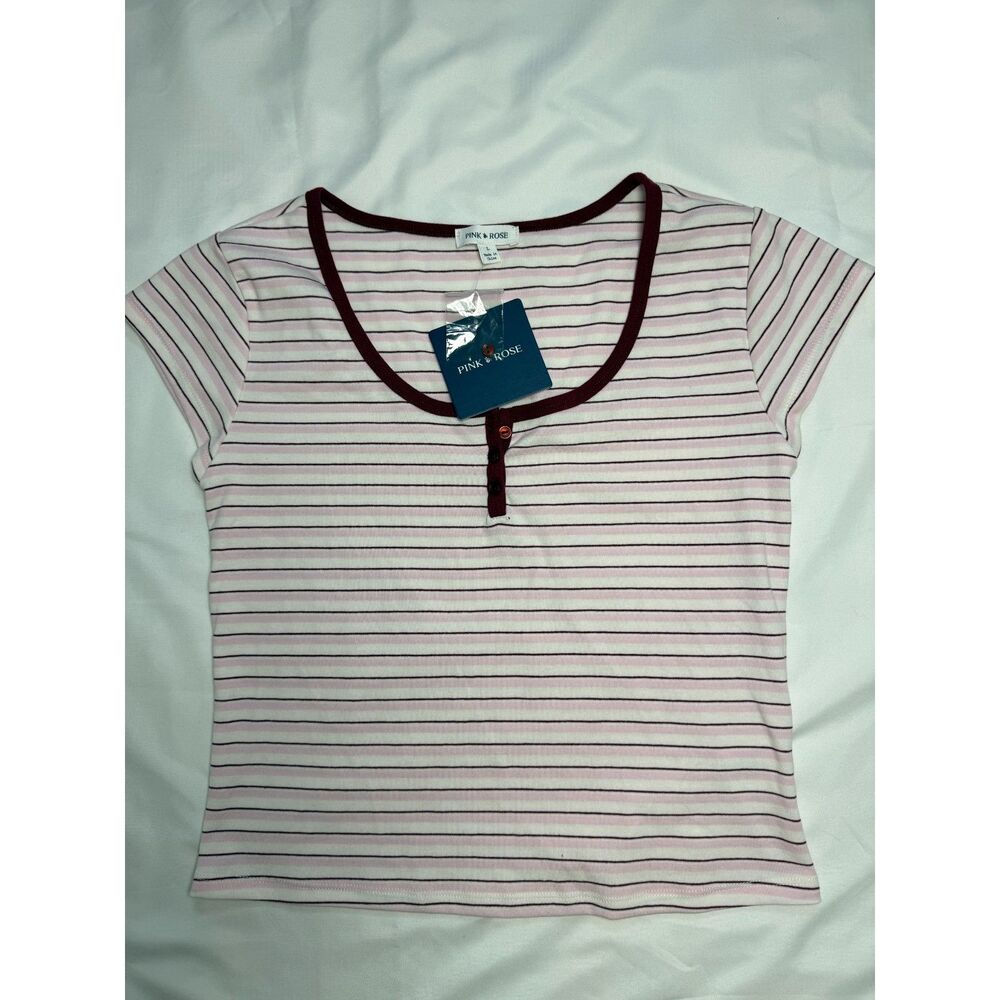 Pink Rose Pink Stripe Crop Top